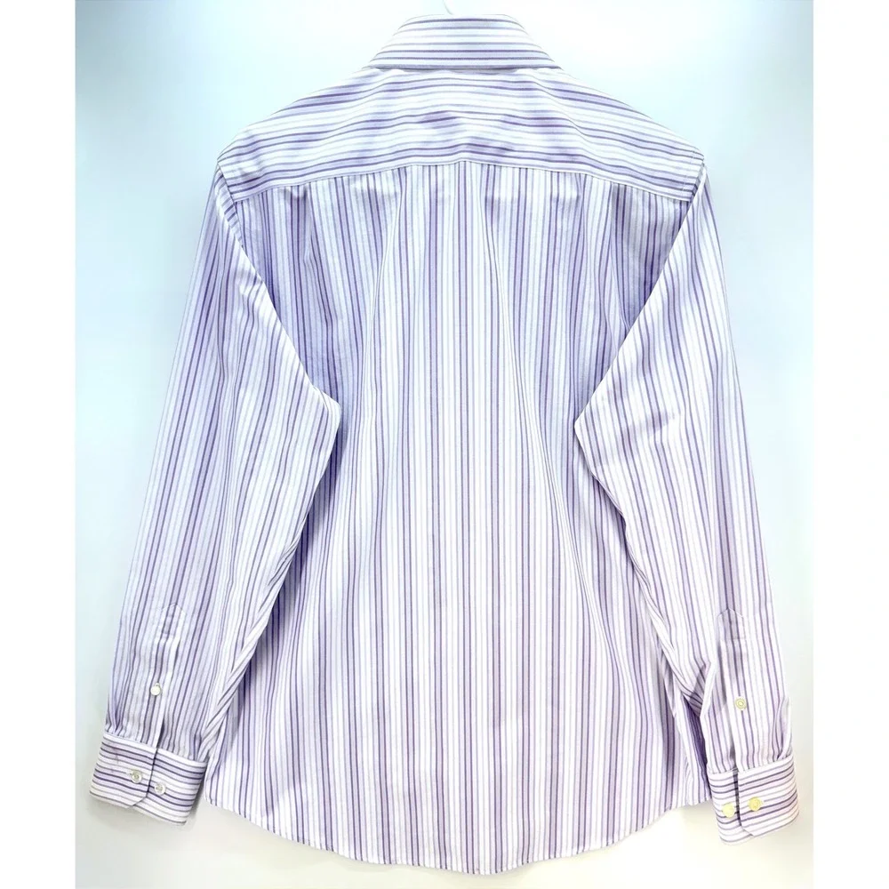 Banana Republic Mens Slim Non Iron Cotton Striped Dress Shirt Sz M Preppy Office